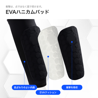 [まとめ割あり]ずり落ちないすね当て|mitmeta スリーブ一体型EVAハニカムシンガード  レガース 左右2枚組