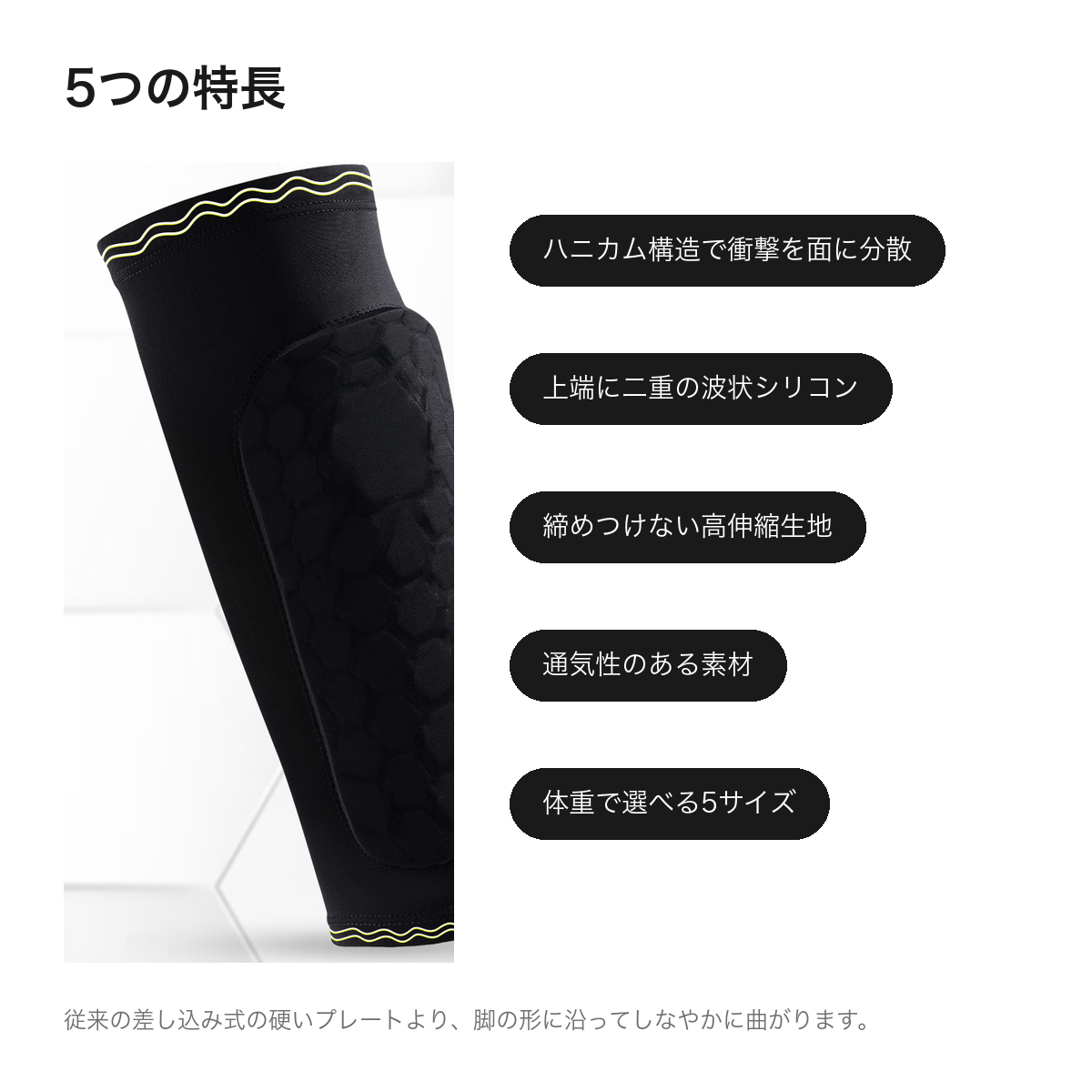 [まとめ割あり]ずり落ちないすね当て|mitmeta スリーブ一体型EVAハニカムシンガード  レガース 左右2枚組