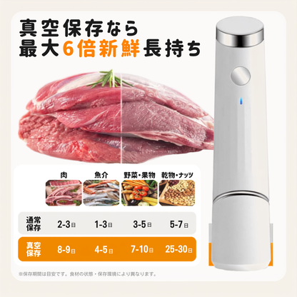 食品ロスを減らす ポータブル真空保存シーラー